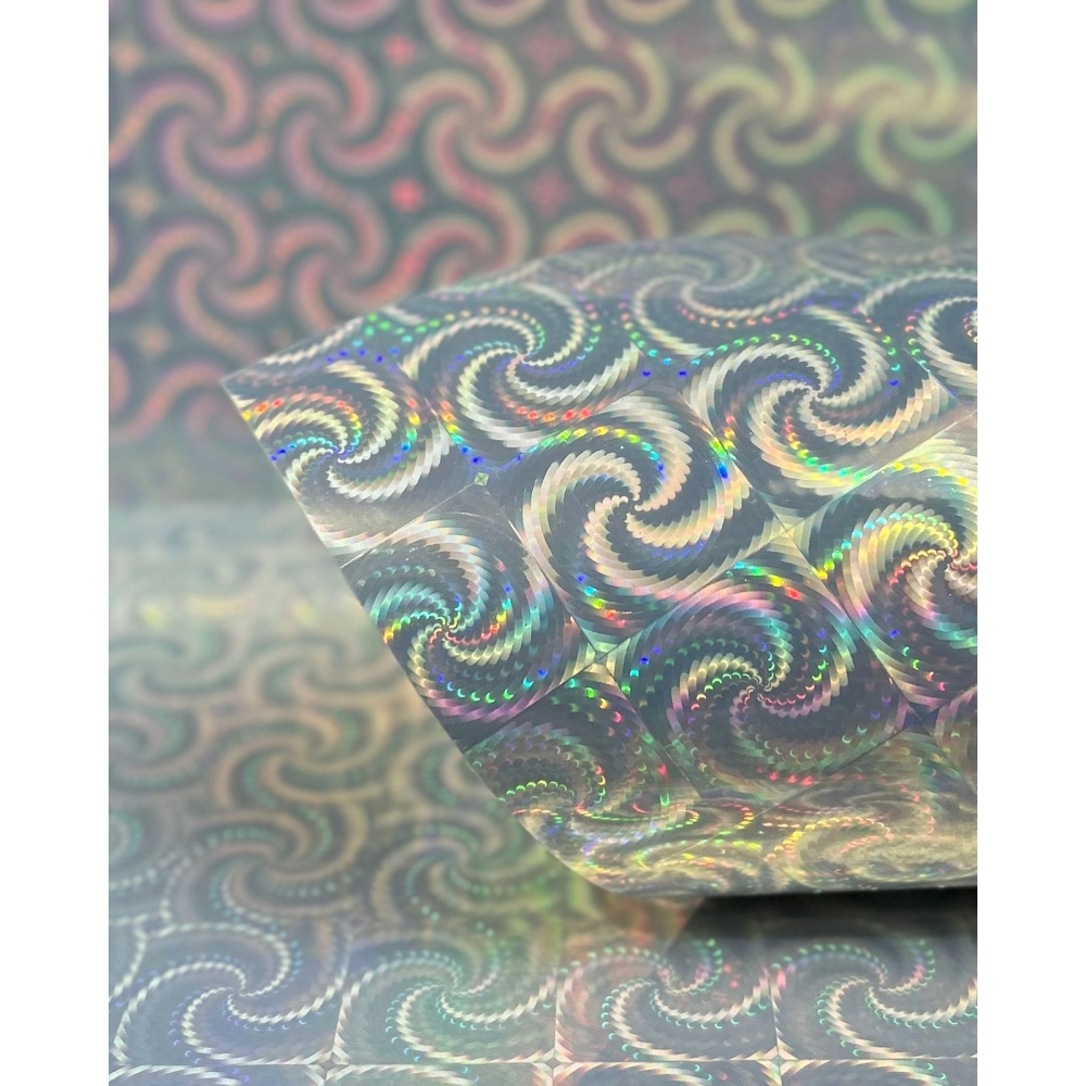 10 Folhas Papel Vinil Filme Adesivo Holográfico Espiral Prova D´agua 150g A4 - Branco