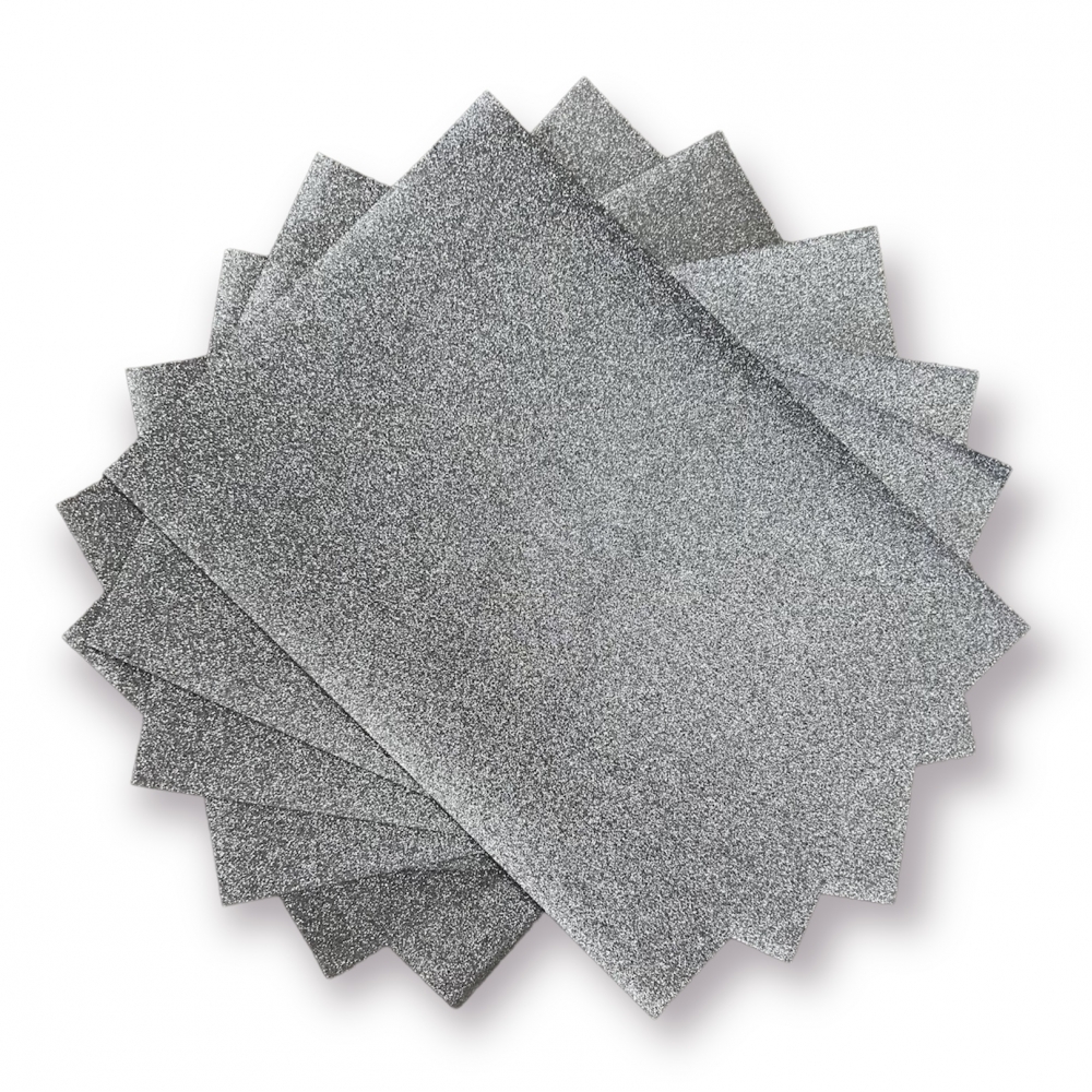 Papel Glitter A4 - 180g - Prata - 5 Folhas